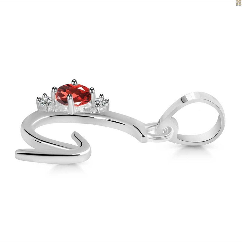 Garnet & White Topaz Alphabet G Pendant