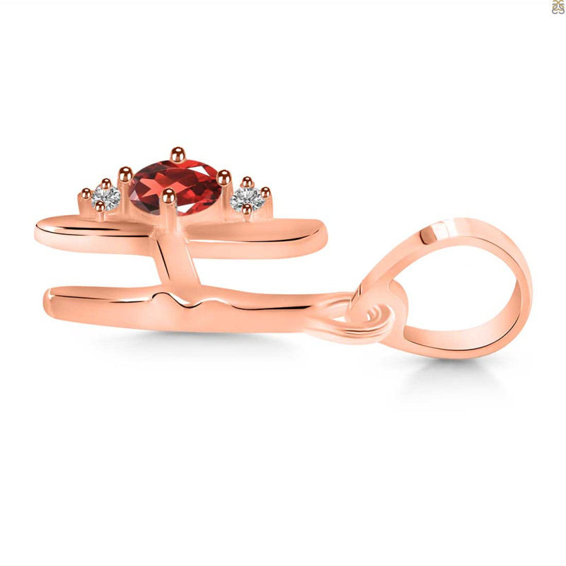 Garnet & White Topaz Alphabet H Pendant GAR-RDA-8.