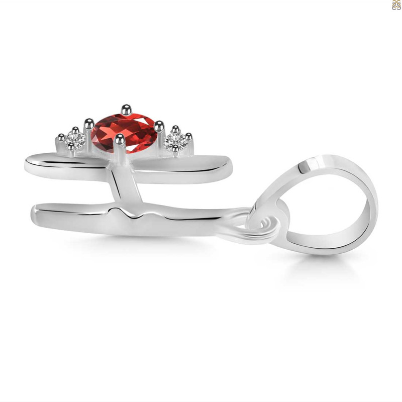 Garnet & White Topaz Alphabet H Pendant