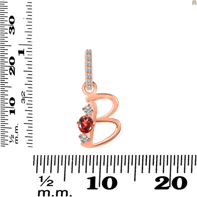 Garnet & White Topaz Alphabet B Pendant GAR-RDA-80.
