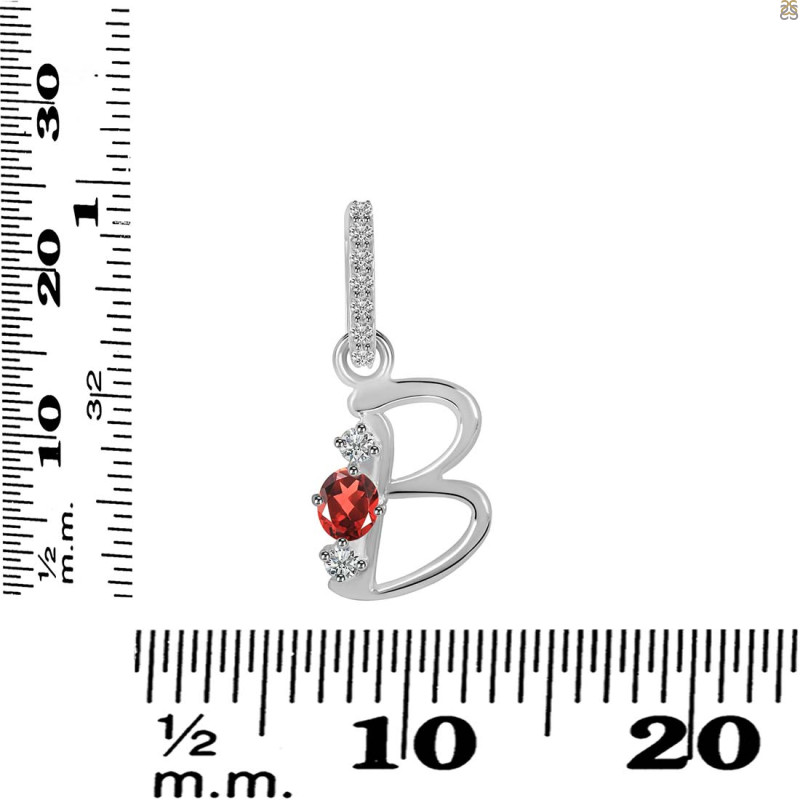 Garnet & White Topaz Alphabet B Pendant GAR-RDA-80.