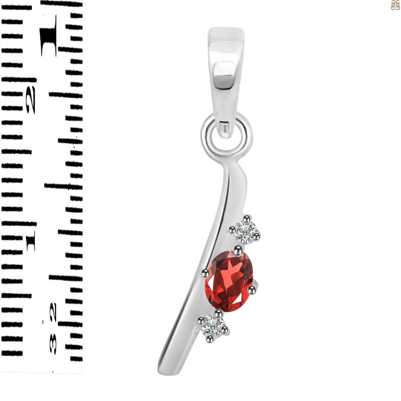 Garnet & White Topaz Alphabet I Pendant GAR-RDA-9.