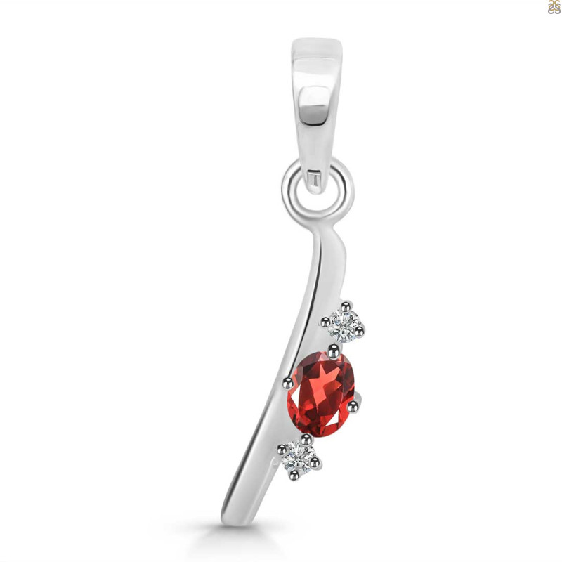 Garnet & White Topaz Alphabet I Pendant GAR-RDA-9.