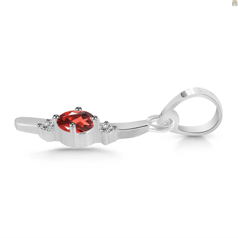 Garnet & White Topaz Alphabet I Pendant