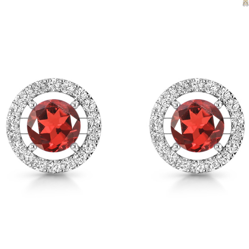Garnet & White Topaz Stud Earring GAR-RDE-1003.