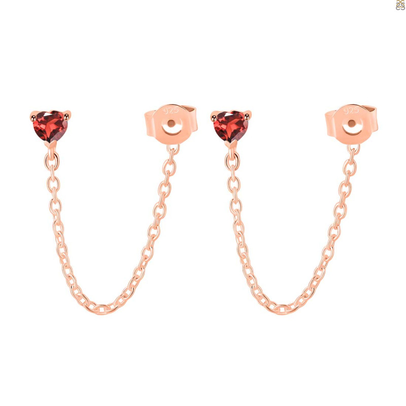 Garnet Chain Stud Earring GAR-RDE-1235.