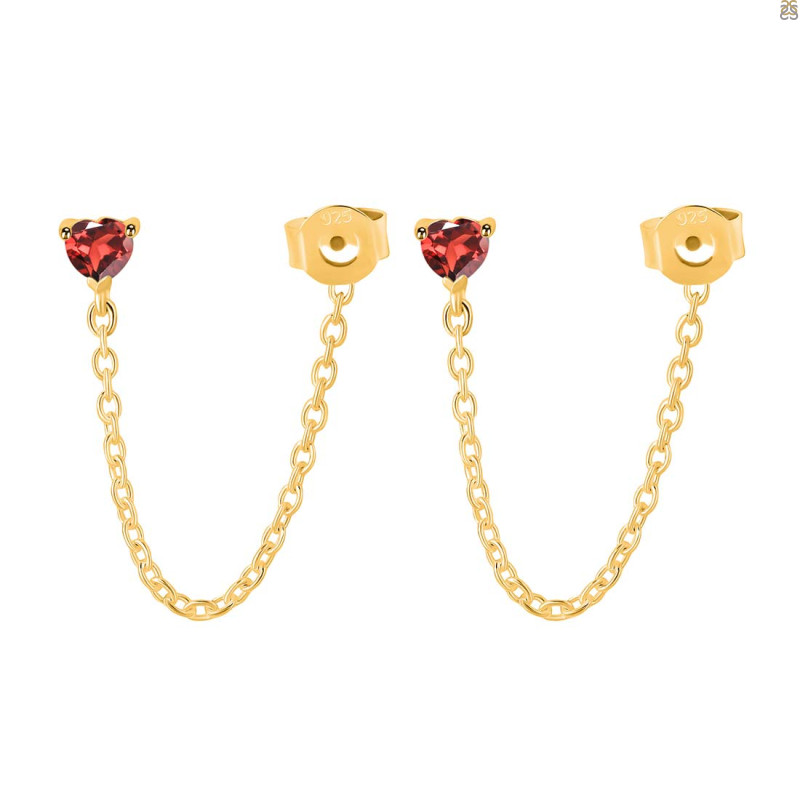 Garnet Chain Stud Earring GAR-RDE-1235.