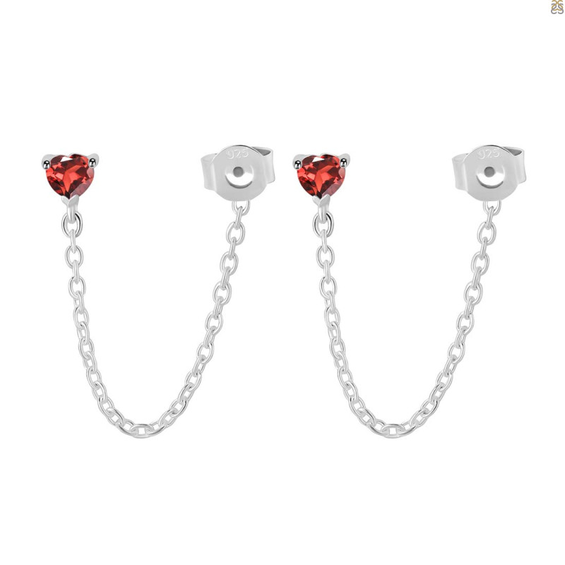 Garnet Chain Stud Earring GAR-RDE-1235.