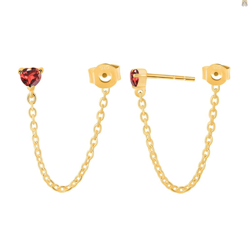Garnet Chain Stud Earring GAR-RDE-1235.