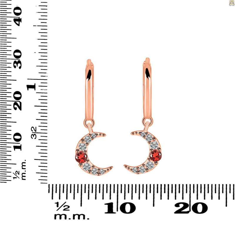 Garnet & White Topaz Hoop Earring GAR-RDE-1471.