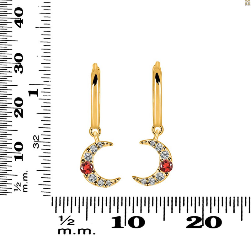 Garnet & White Topaz Hoop Earring GAR-RDE-1471.