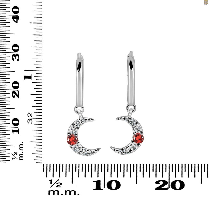 Garnet & White Topaz Hoop Earring GAR-RDE-1471.