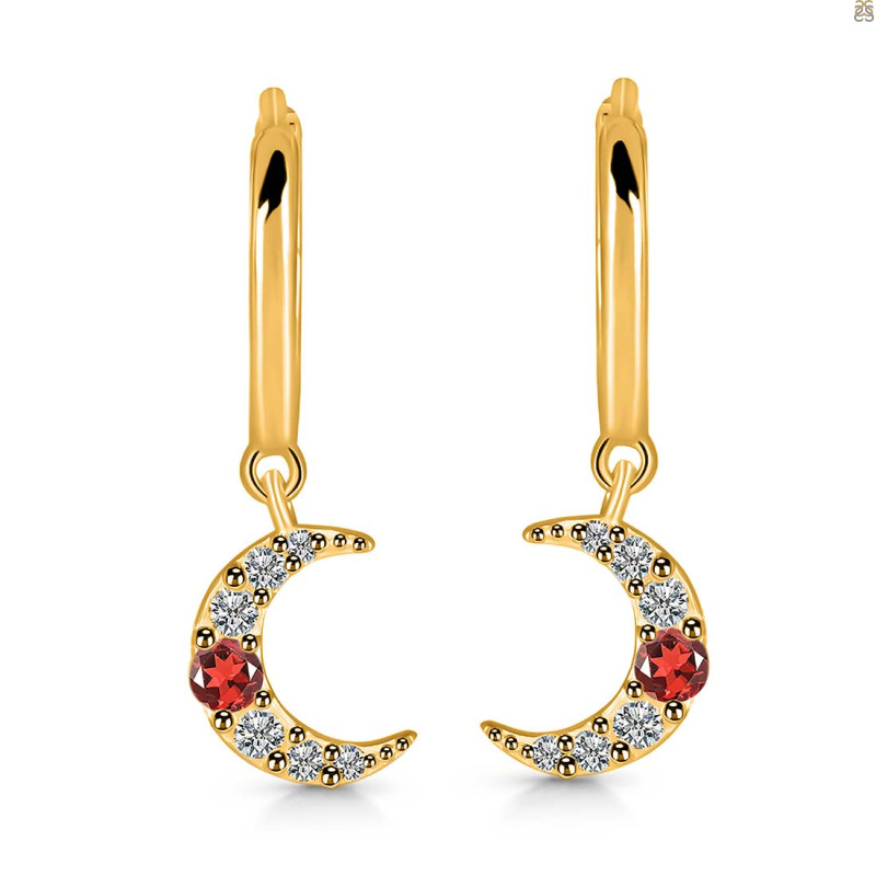 Garnet & White Topaz Hoop Earring GAR-RDE-1471.