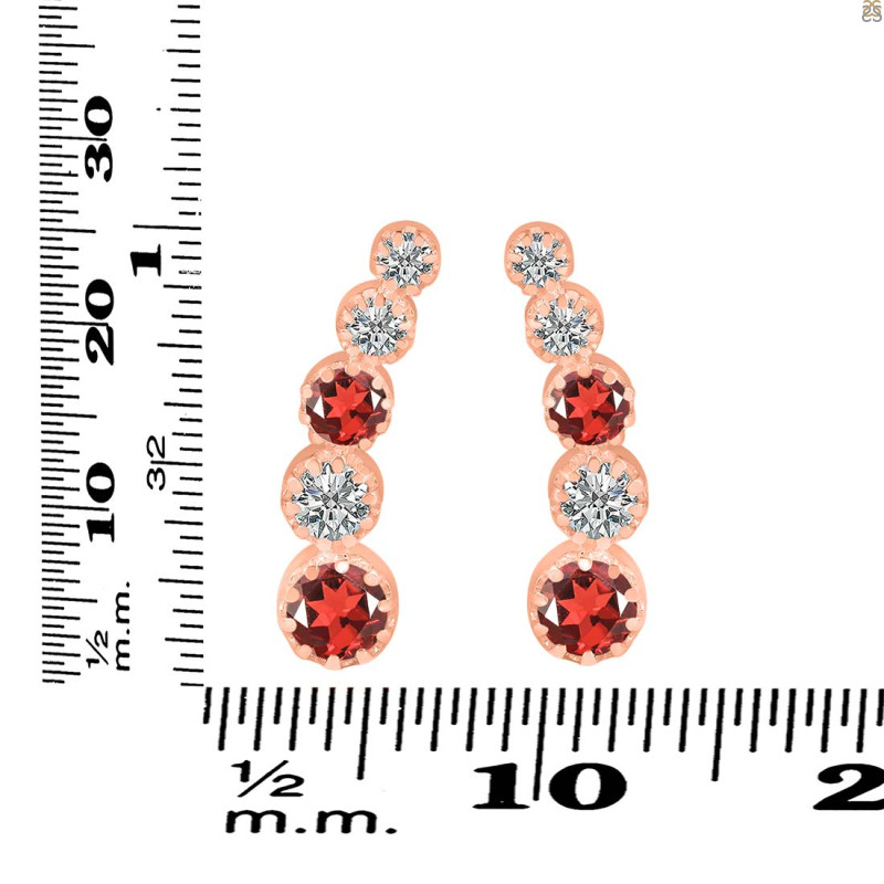 Garnet & White Topaz Stud Earring GAR-RDE-1472.