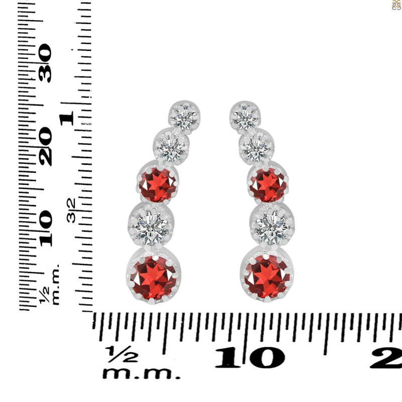 Garnet & White Topaz Stud Earring GAR-RDE-1472.