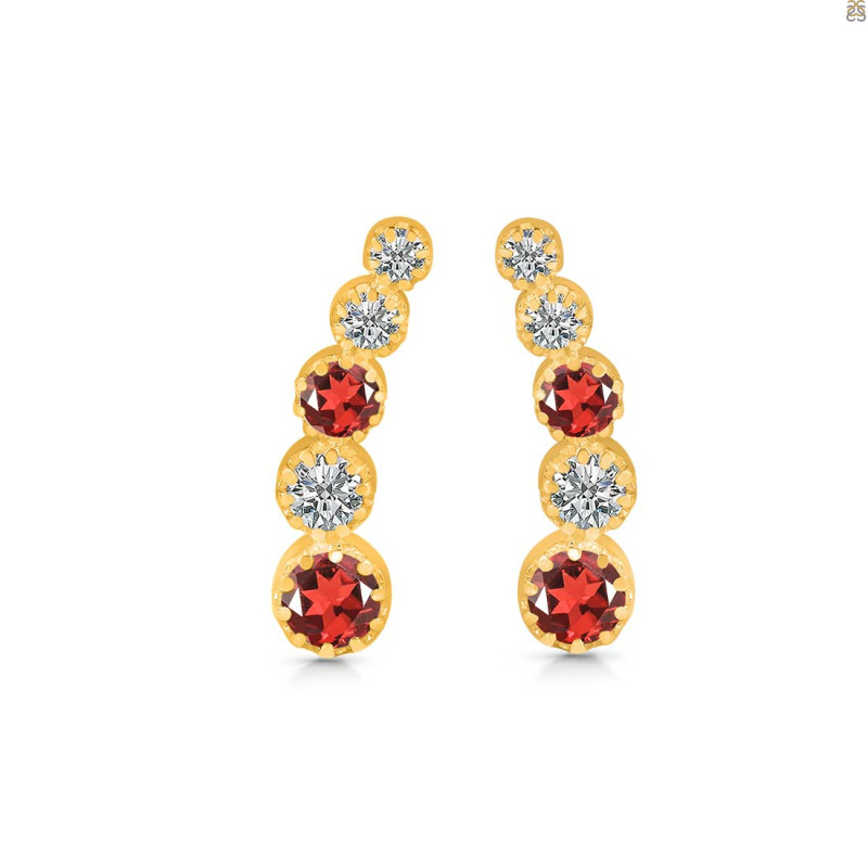 Garnet & White Topaz Stud Earring GAR-RDE-1472.