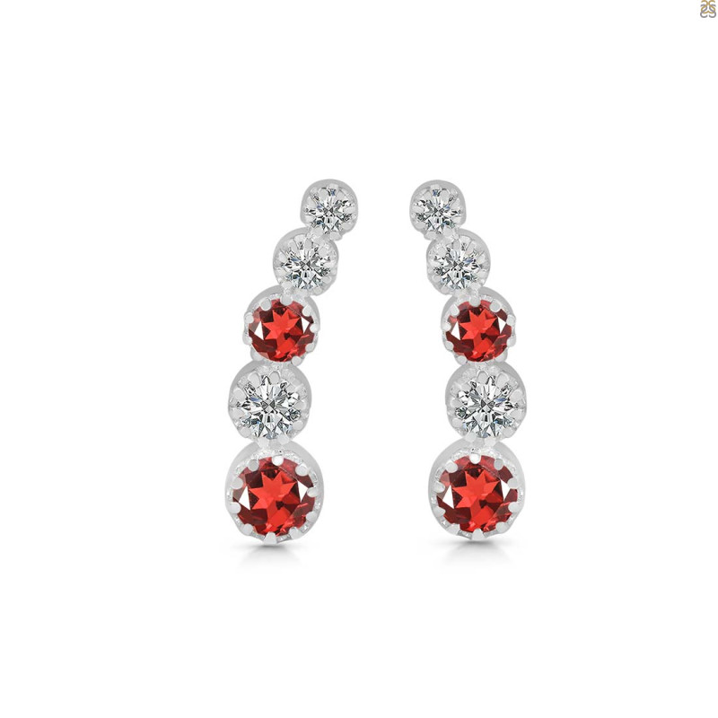 Garnet & White Topaz Stud Earring GAR-RDE-1472.
