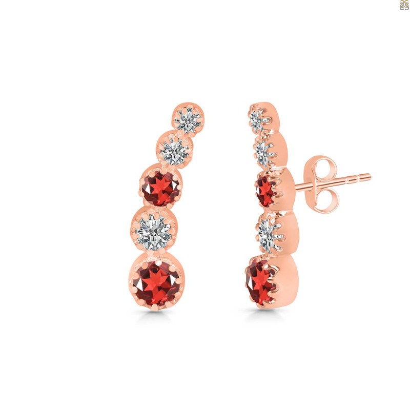 Garnet & White Topaz Stud Earring GAR-RDE-1472.