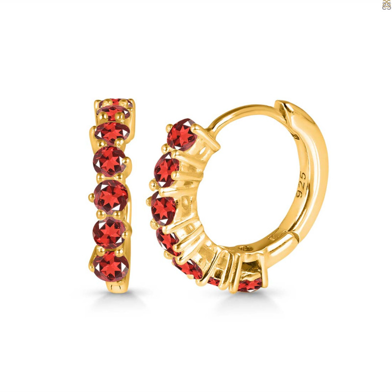 Garnet Hoop Hoop Earring GAR-RDE-1473.