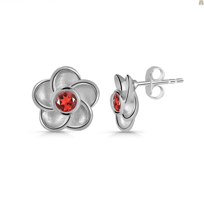 Garnet Stud Earring