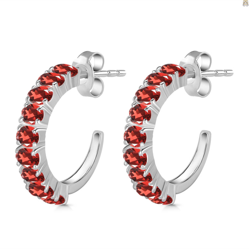 Garnet Hoop Earring