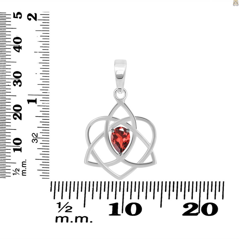 Garnet Triquetra Heart Knot Pendant GAR-RDEP-880.