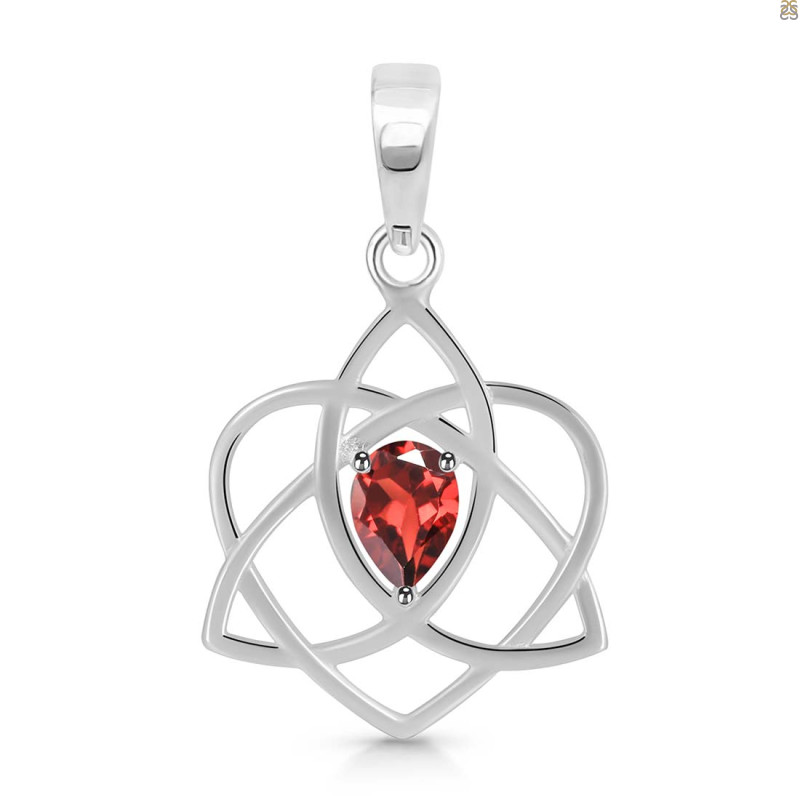 Garnet Triquetra Heart Knot Pendant GAR-RDEP-880.