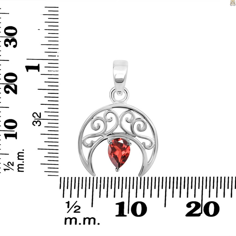 Garnet Crescent Moon Pendant GAR-RDEP-890.