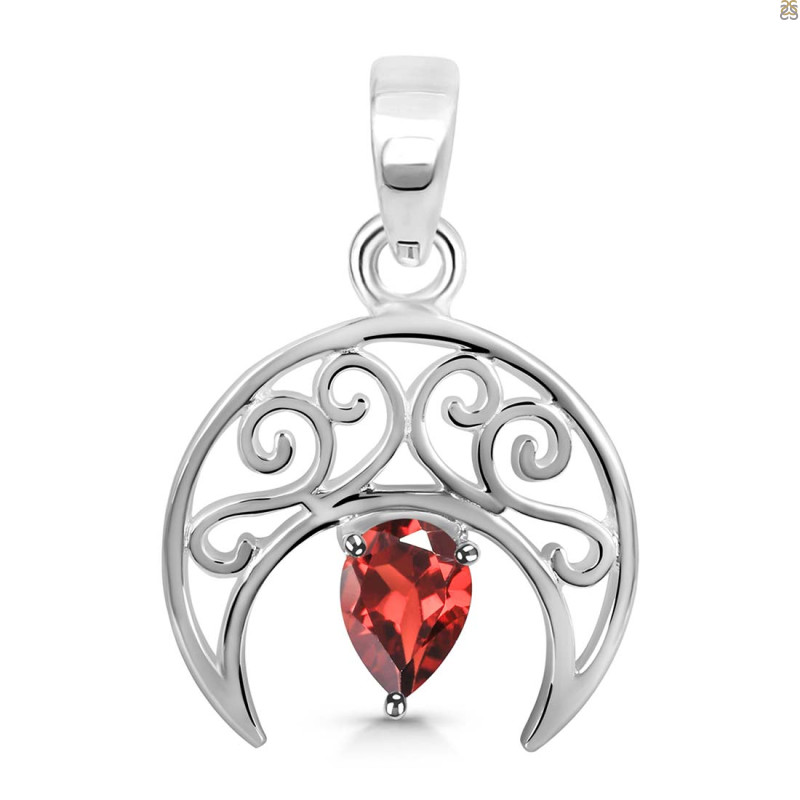 Garnet Crescent Moon Pendant GAR-RDEP-890.