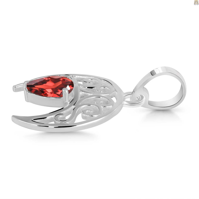 Garnet Crescent Moon Pendant GAR-RDEP-890.