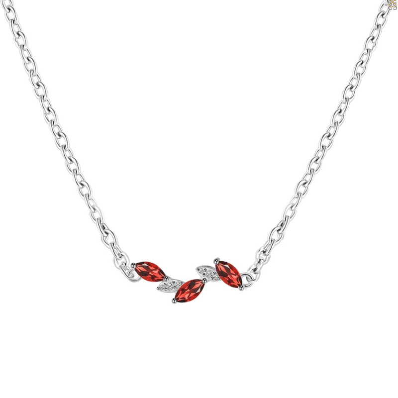 Garnet & White Topaz Necklace GAR-RDN-460.