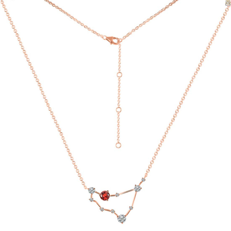 Capricorn Zodiac Star Constellation Garnet & White Topaz Necklace GAR-RDN-489.
