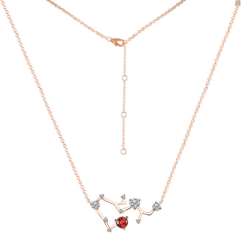 Sagittarius Zodiac Star Constellation Garnet & White Topaz Necklace GAR-RDN-496.