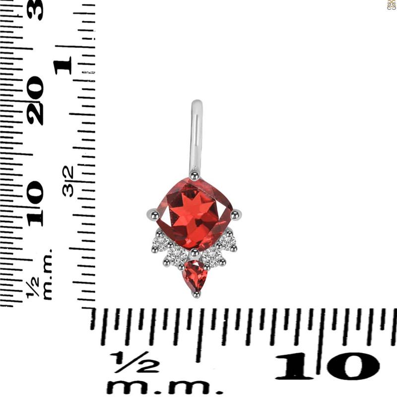 Garnet & White Topaz Pendant GAR-RDP-729.