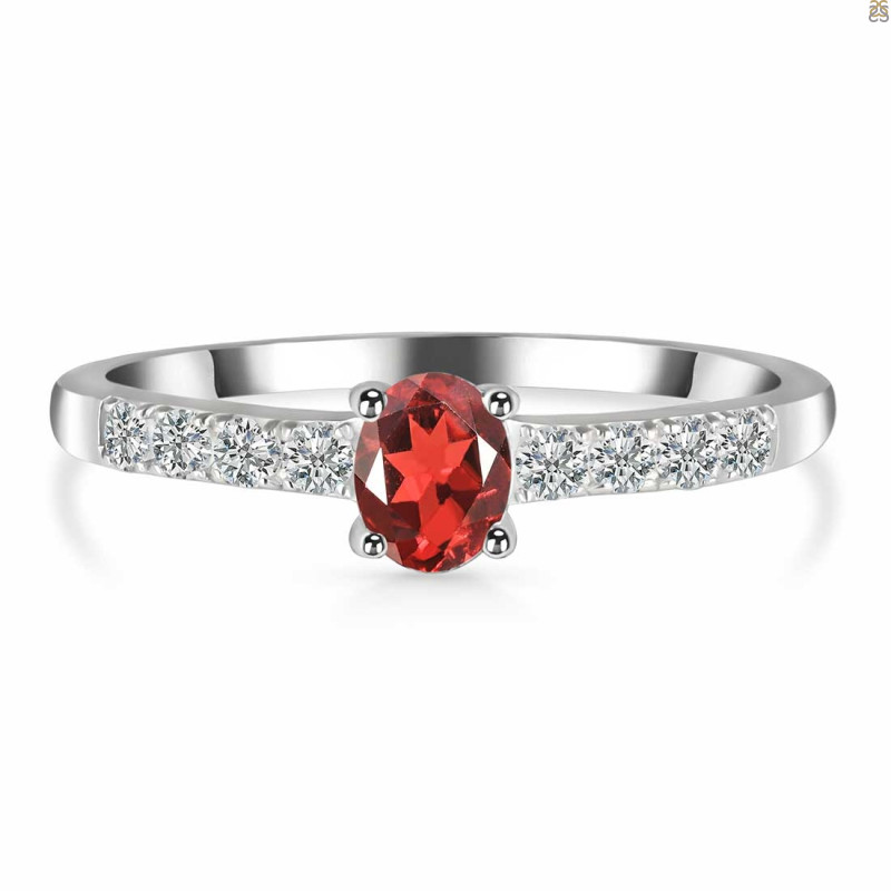 Garnet & White Topaz Ring GAR-RDR-2538.