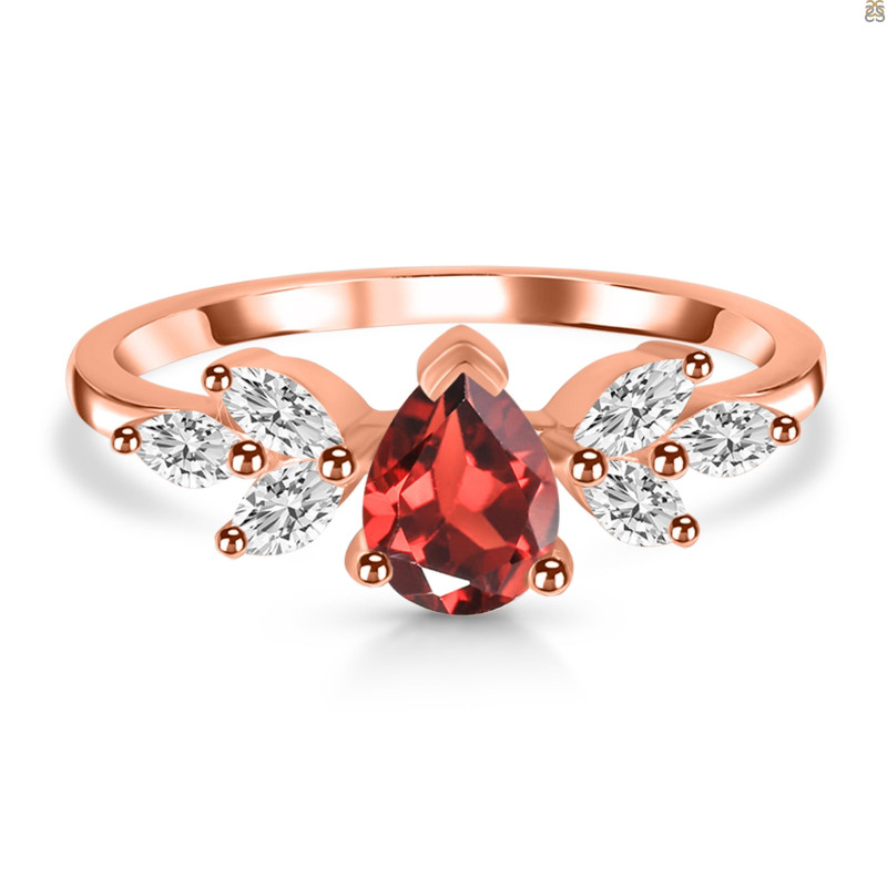Garnet & White Topaz Ring GAR-RDR-2556.