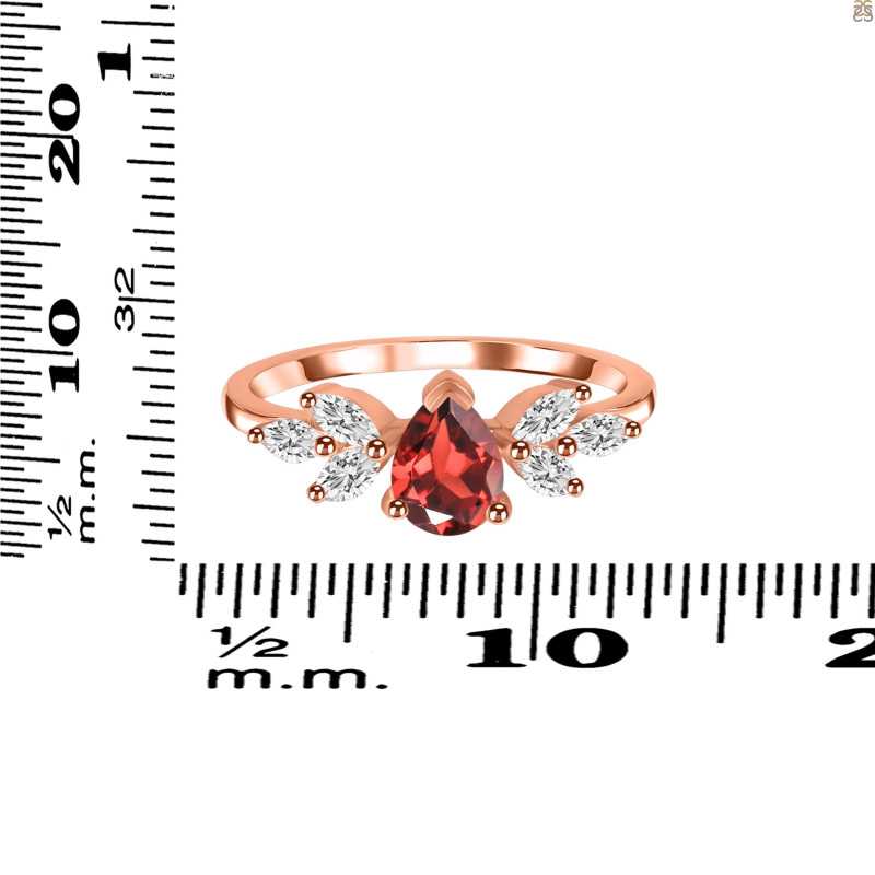 Garnet & White Topaz Ring GAR-RDR-2556.