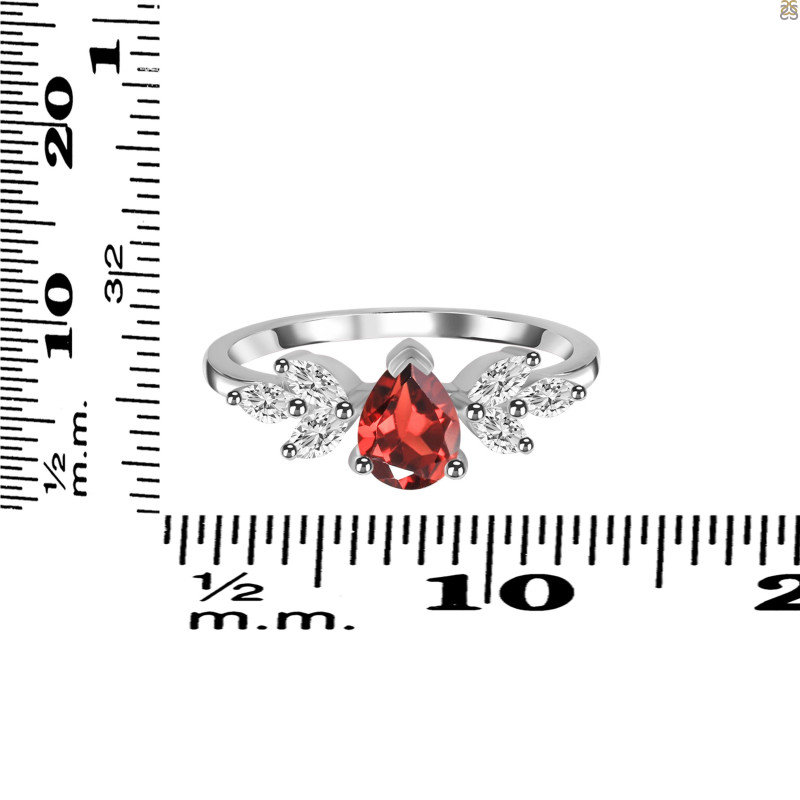 Garnet & White Topaz Ring GAR-RDR-2556.