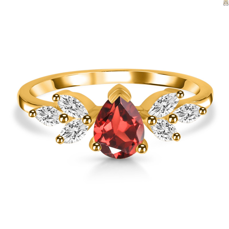 Garnet & White Topaz Ring GAR-RDR-2556.