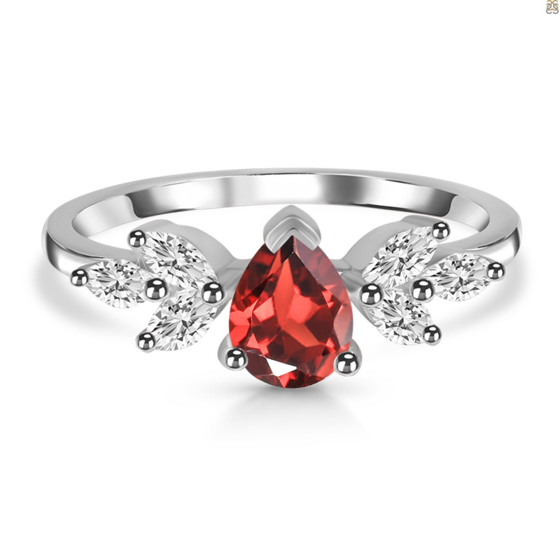 Garnet & White Topaz Ring GAR-RDR-2556.