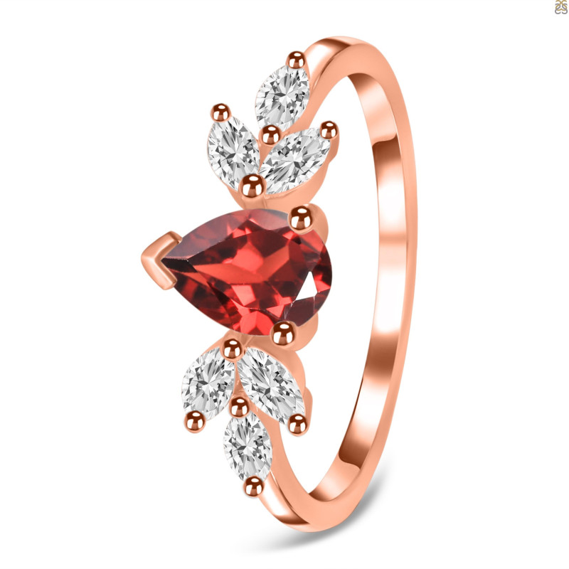 Garnet & White Topaz Ring GAR-RDR-2556.