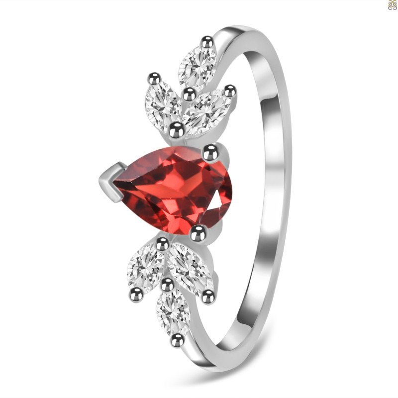 Garnet & White Topaz Ring