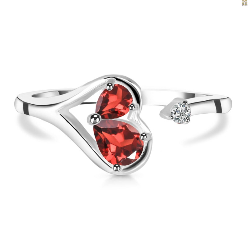 Garnet & White Topaz Ring GAR-RDR-2675.