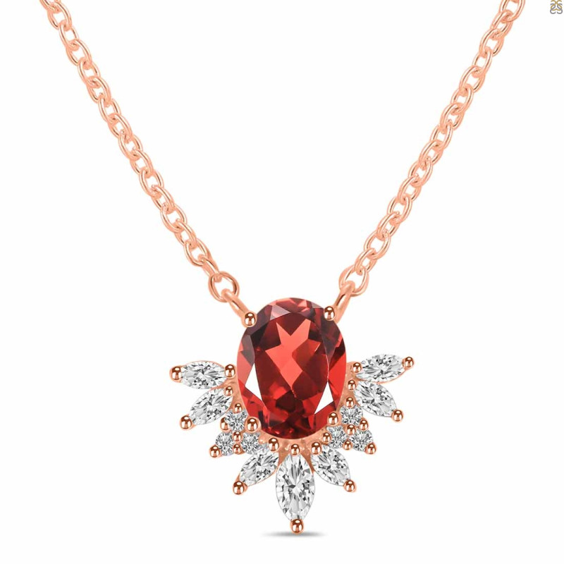 Garnet & White Topaz Necklace GRA-RN-72.