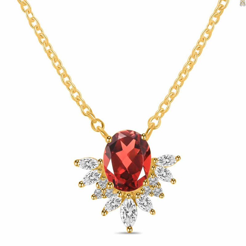 Garnet & White Topaz Necklace GRA-RN-72.