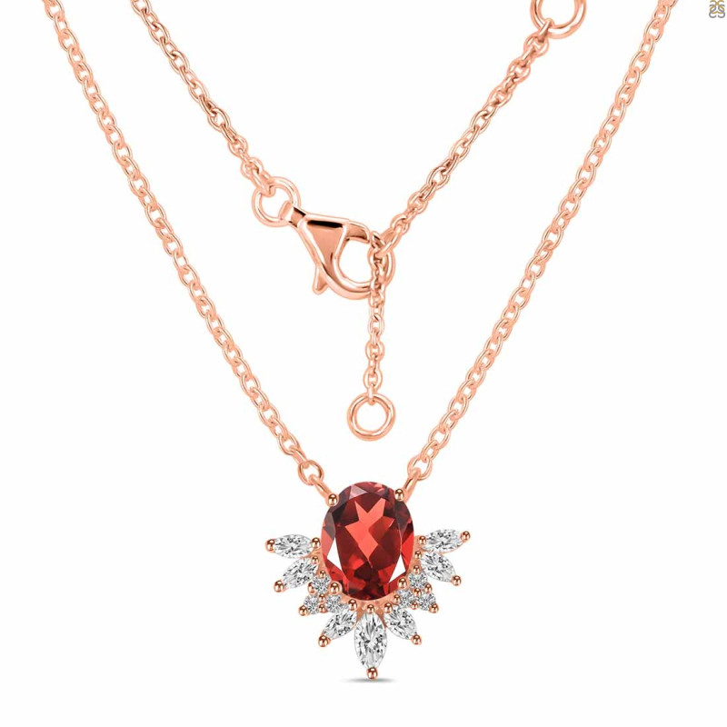 Garnet & White Topaz Necklace GRA-RN-72.