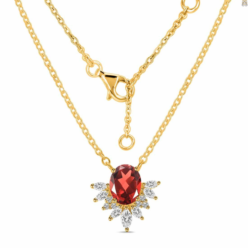 Garnet & White Topaz Necklace GRA-RN-72.