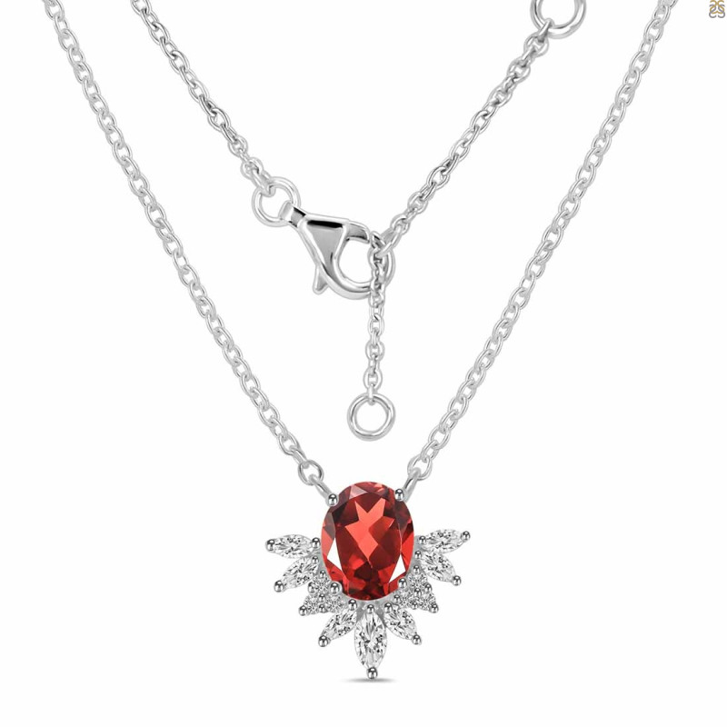 Garnet & White Topaz Necklace