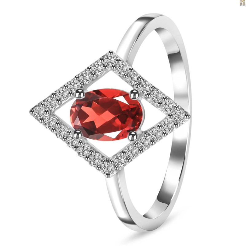 Garnet & White Topaz Ring