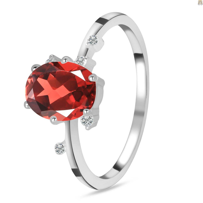 Garnet & White Topaz Ring